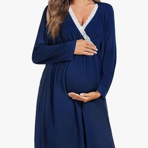 Navy Blue Nightgown and Robe